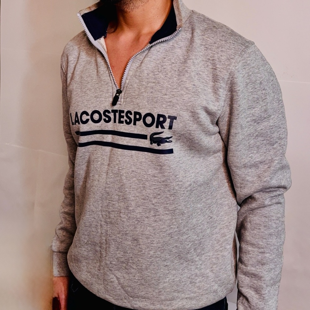 Lacoste Sport Heather Gray Quarter-Zip Pullover - Picture 5 of 7